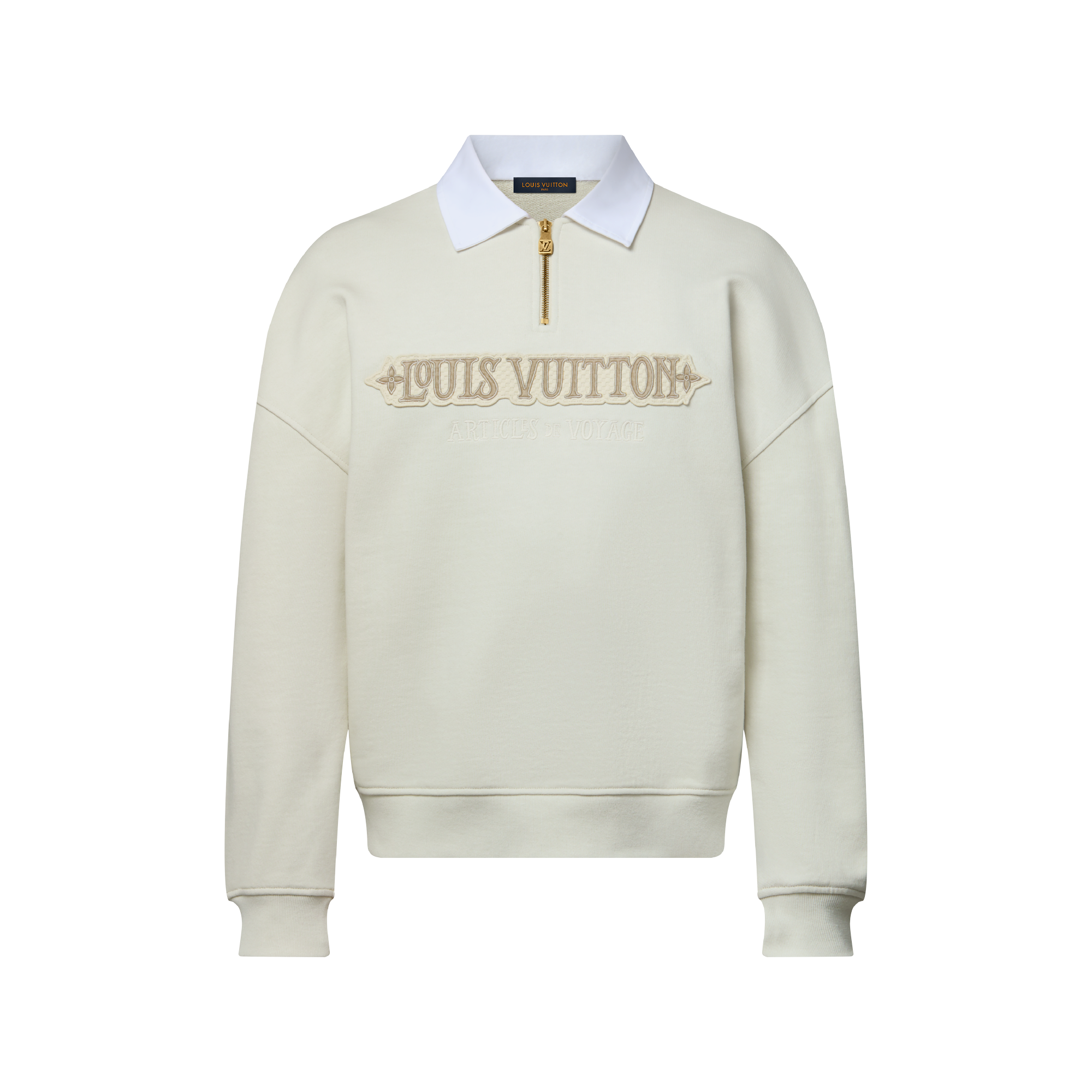 Embellished Half Zip Sweatshirt - Luxury Beige | LOUIS VUITTON